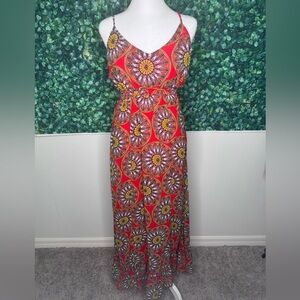 Banana Republic Red and Yellow Floral Maxi Dress